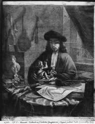 Portret van een Jonge Kunstenaar, gegraveerd door Johannes Meyssens